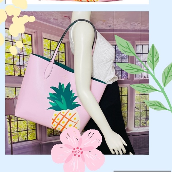 kate spade Handbags - NWT Kate Spade Reversible Pineapple graphic pink Tote Bag